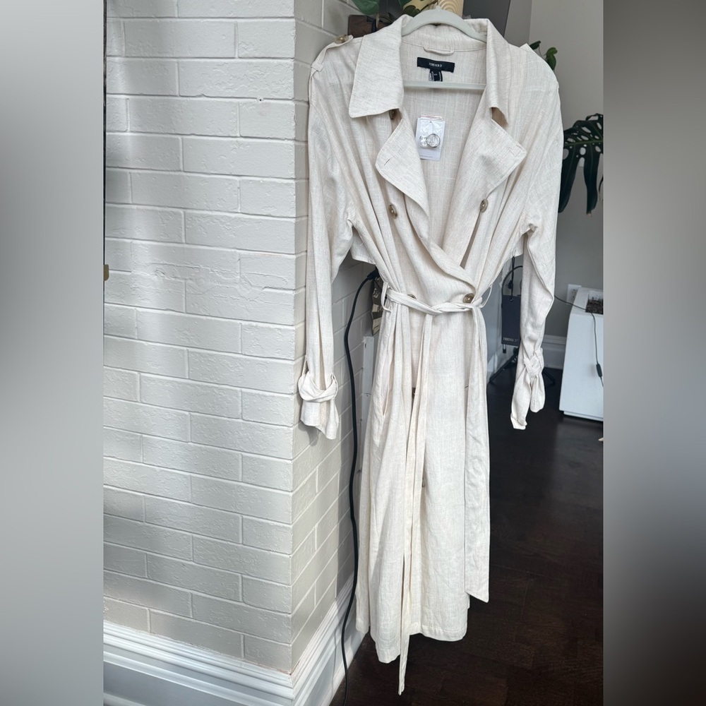 Forever 21 Cream Trench Coat with Belt